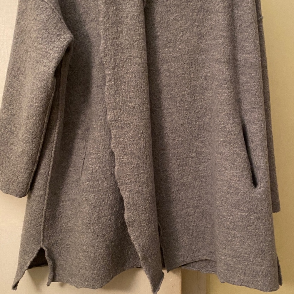 Eileen Fisher 💯 Wool Beautiful Wrap Sweater Jacket Pockets Excellent Condition - Picture 3 of 14